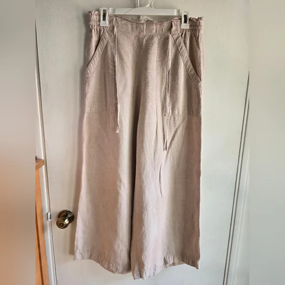 Loft Beige Wide-Leg Linen Pants Small NWOT - Picture 1 of 6